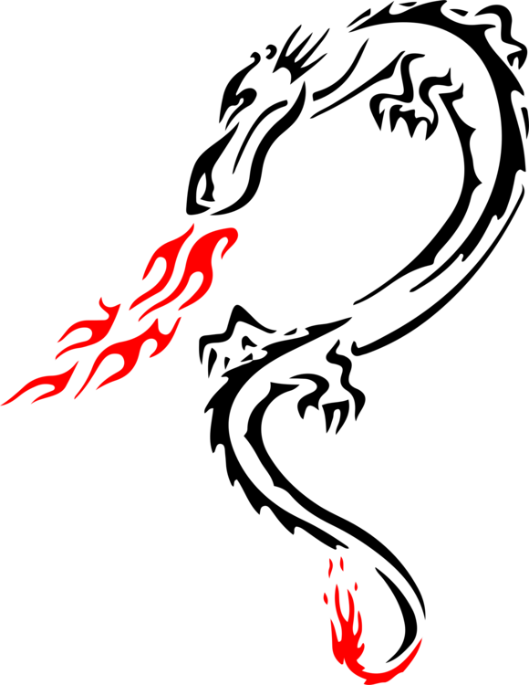 Dragon Stencil Tattoo Line Art - Red Dragon Fire Breath 7 Ceramic Travel Mug (580x750), Png Download