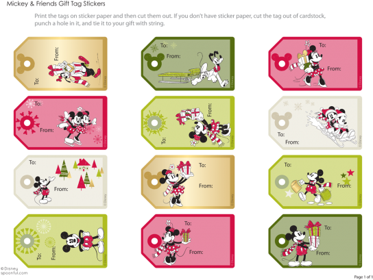 Disney Christmas Labels For Christmas - Disney Gift Tags Printable (550x411), Png Download