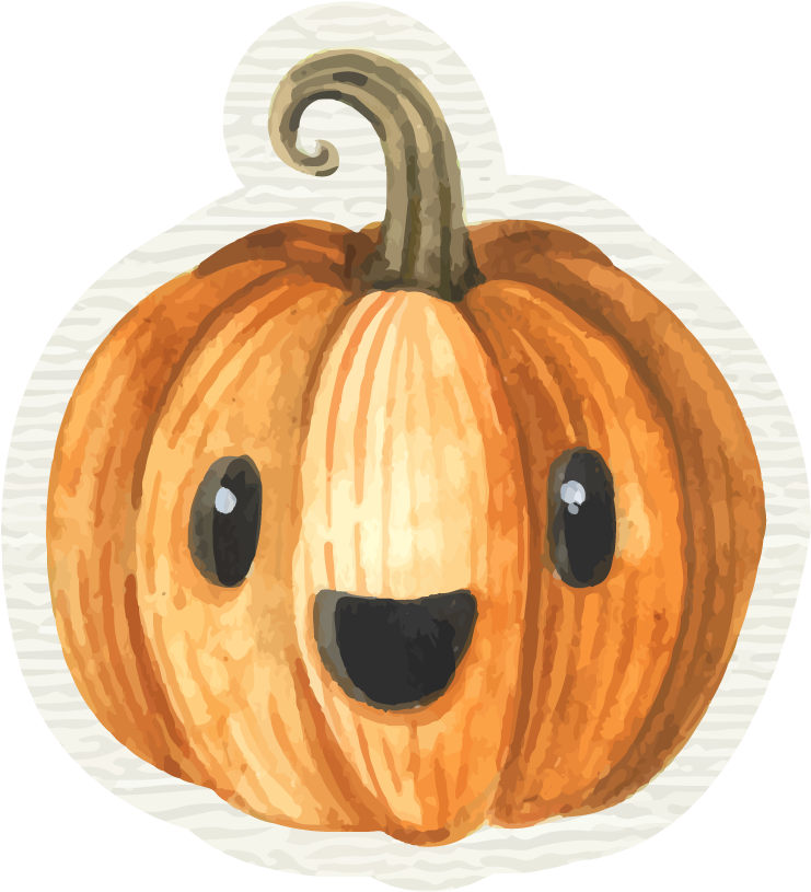 Halloween Watercolor - Cute Pumpkin (1000x1000), Png Download