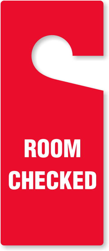 Room Checked Door Hang Tag - Room Door Tag (349x800), Png Download