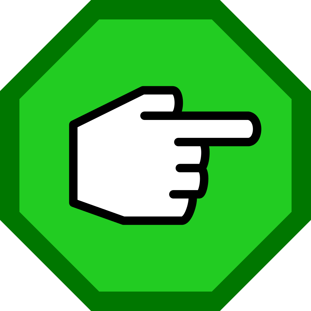 Right-pointing Hand In Green Octagon - Archive Flat Icon (1024x1024), Png Download