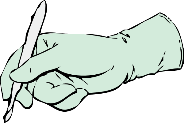 Free Vector Gloved Hand With Scalpel Clip Art - Scalpel Clipart (600x402), Png Download