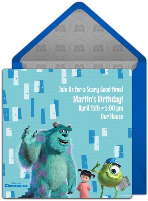 Online Invitation - Monsters, Inc. (650x650), Png Download