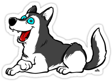 Husky Stickers > - Siberian Husky Cartoon Dog T-shirt & Hoodie (375x360), Png Download