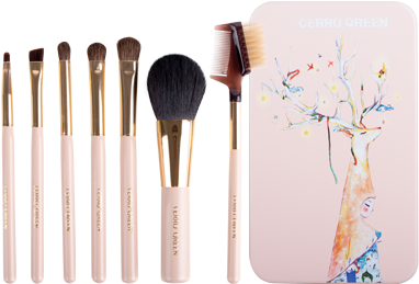 Cerro Qreen Metal Box Makeup Brush Set 7pcs [ - Makeup Brush (440x280), Png Download