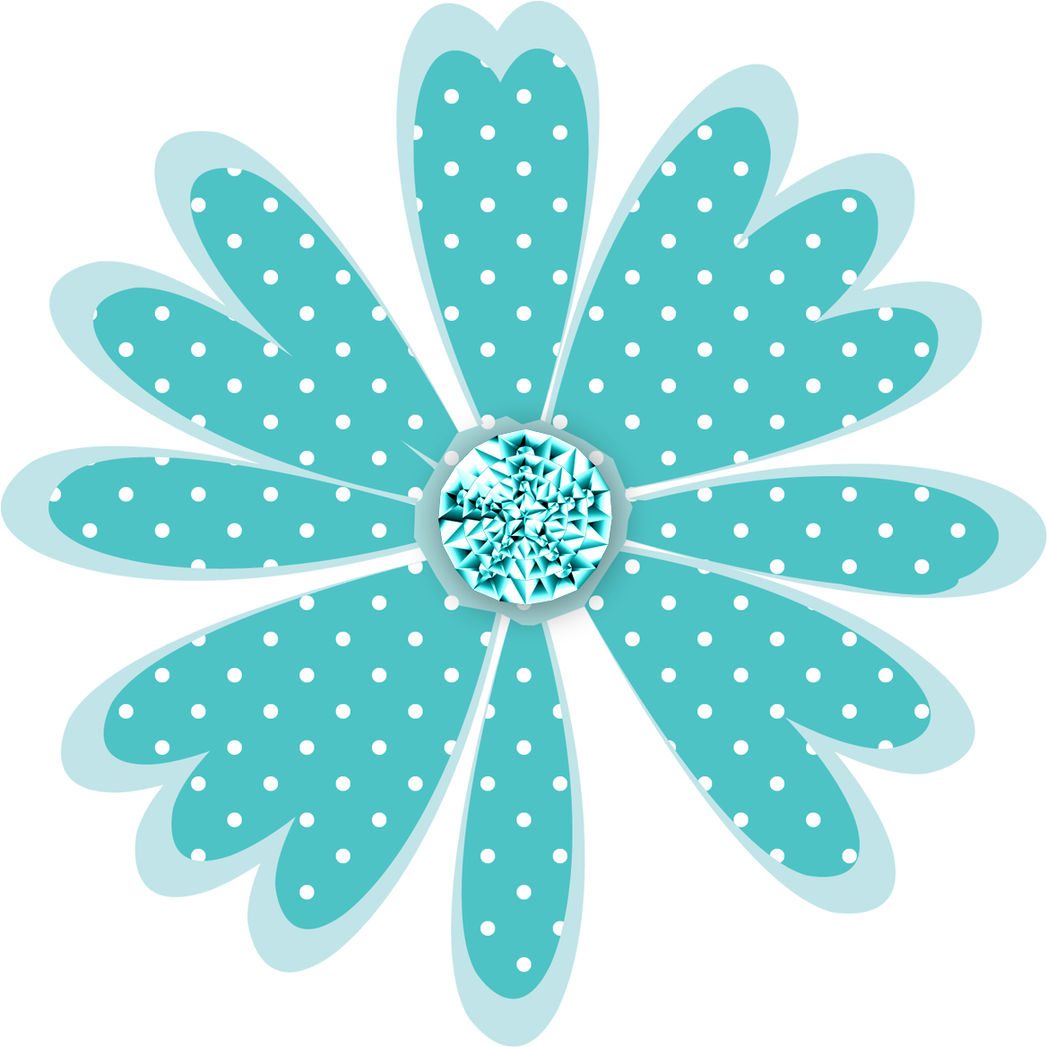 Polka Dot Daisy Turq B - Border Ramadan (1302x1326), Png Download