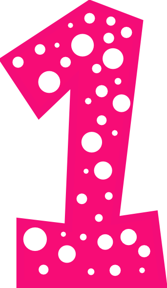 Number 1 Pink And White Polkadot Clip Art At Clker - Pink Polka Dot Number 1 (342x590), Png Download