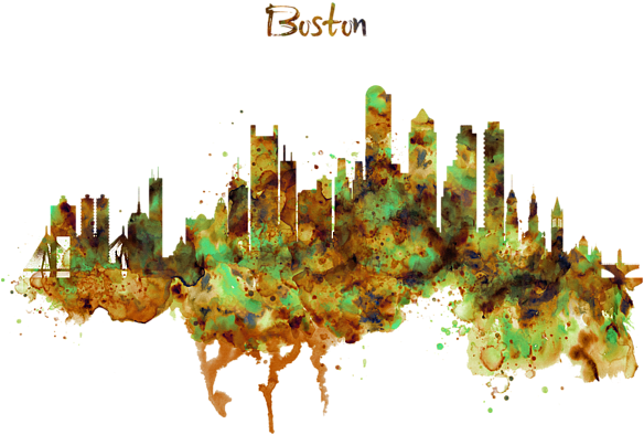Click And Drag To Re-position The Image, If Desired - Boston Watercolor Skyline (600x471), Png Download