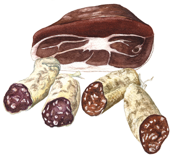 Prosciutto, Tartufo Piccante Salami - Ham (560x506), Png Download