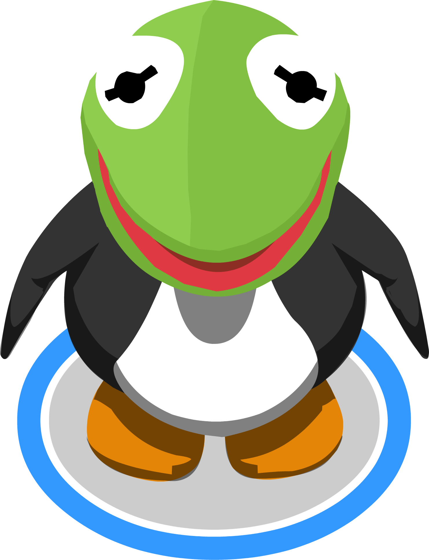 Kermit The Frog Head In-game - Kermit Club Penguin (1482x1933), Png Download