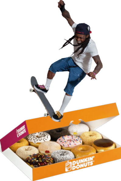 Skateboarding My Edit Lil Wayne Weezy Doughnut Png - Box Of Donuts (398x592), Png Download