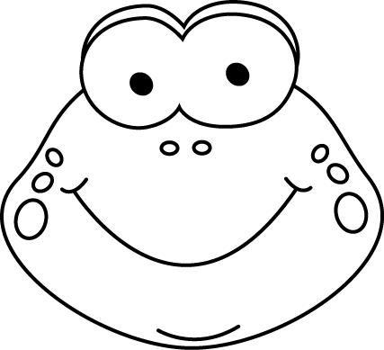 Frog Clipart Face - Frog Face Clipart Black And White (427x389), Png Download