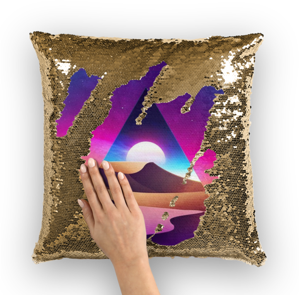 Purple Pyramid Sequin Cushion Cover - Cushion (600x600), Png Download