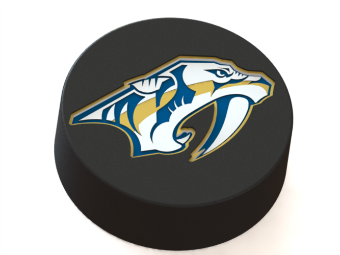 Nashville Predators Logo On Ice Hockey Puck 3d Print - Nashville Predators Cutout Birthday Party Supplies (667x500), Png Download