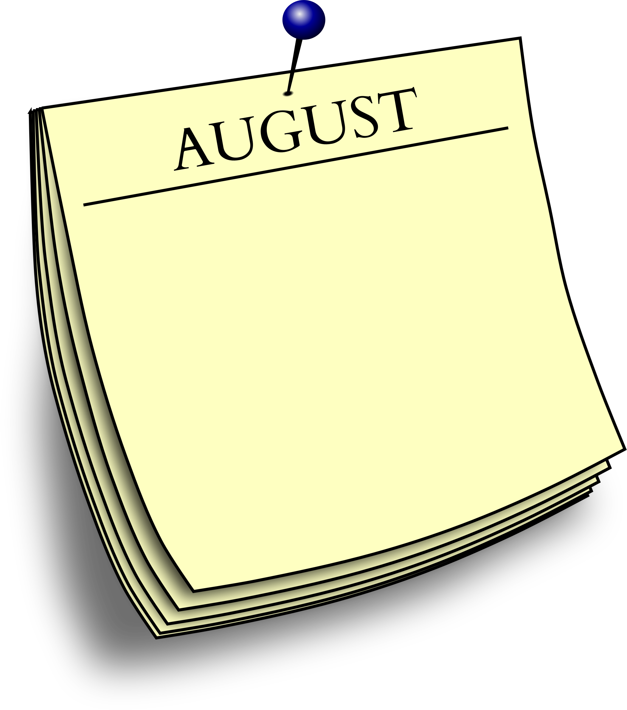 Clipart Monthly Note August - Post It Note Clip Art (2104x2384), Png Download