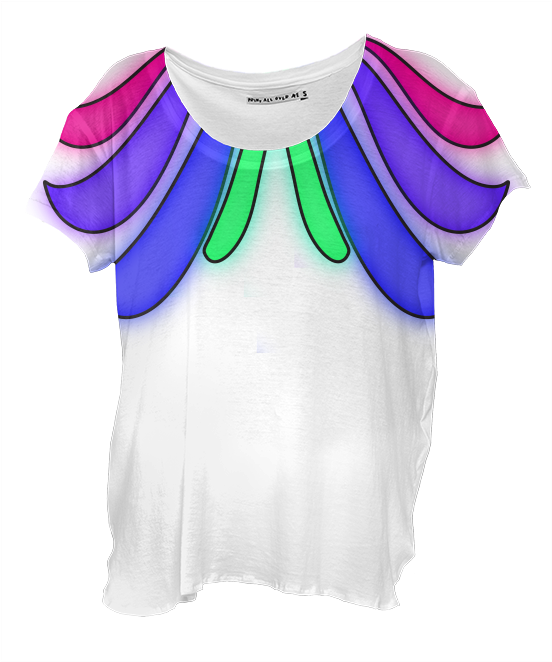 Retro-triumphant Rainbow Wings Draped Shirt $48 (559x682), Png Download