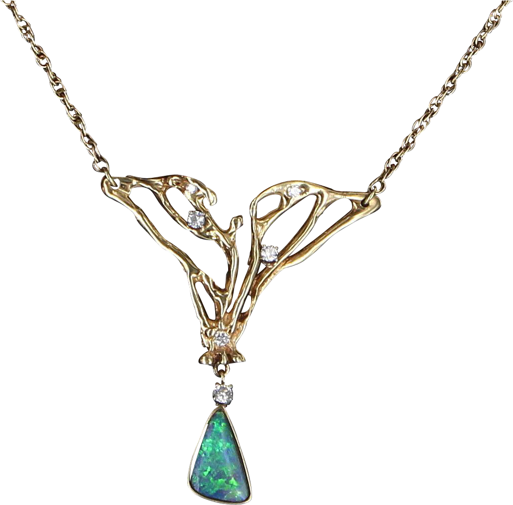Picture Transparent Boulder Opal Diamond Necklace Vintage (1029x1029), Png Download