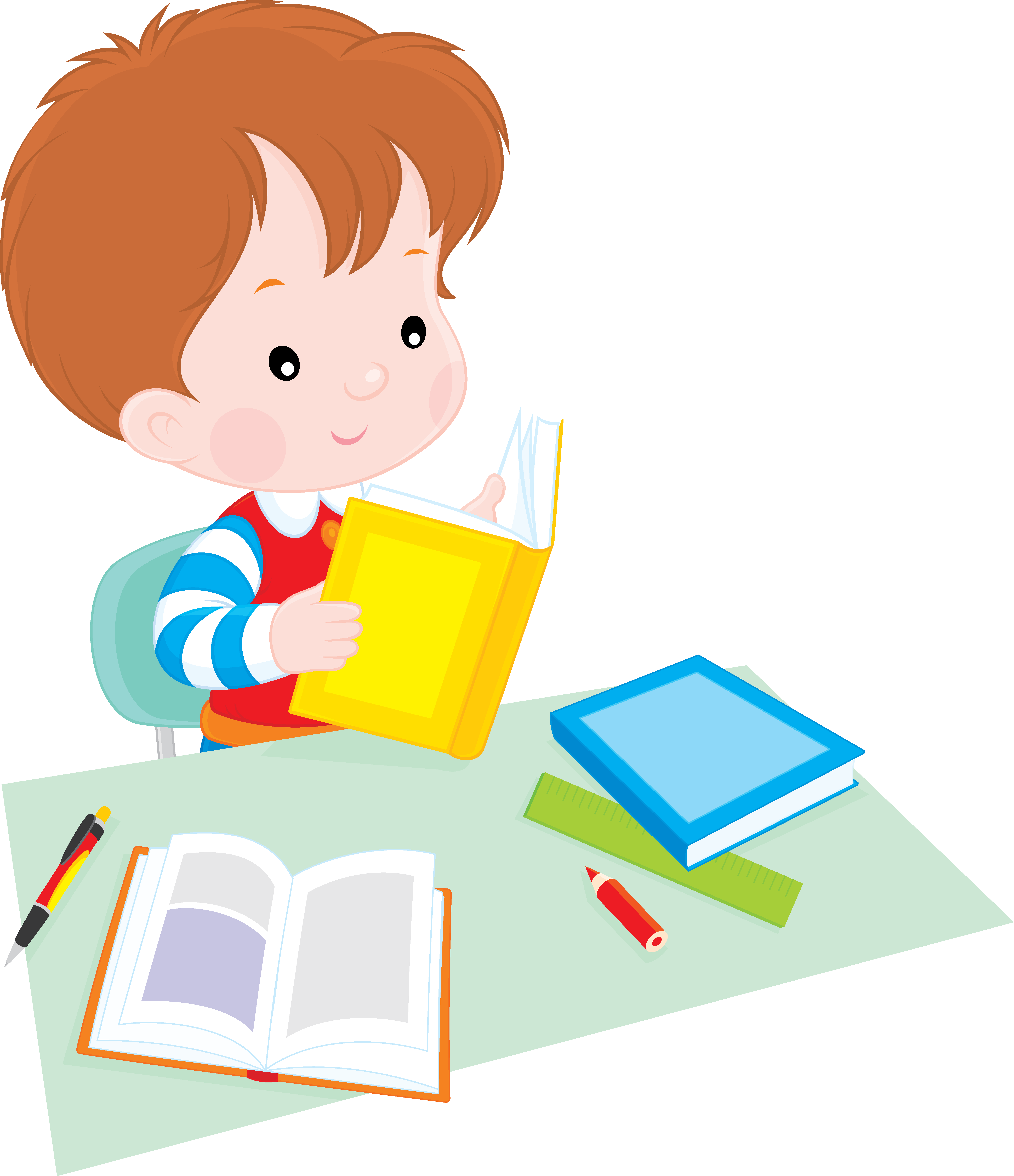 Student Reading Clip Art (5906x6850), Png Download