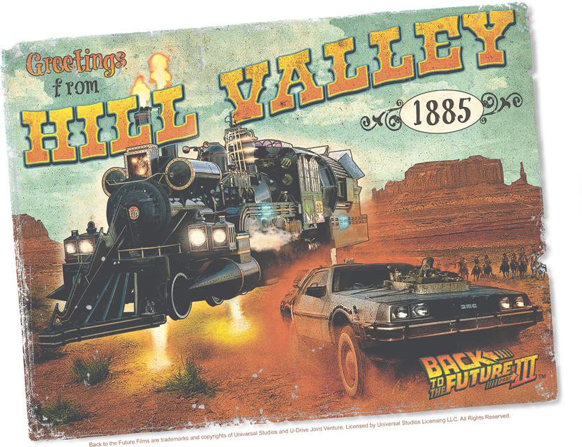 Back To The Future Iii Hill Valley Postcard Men's Regular (864x694), Png Download
