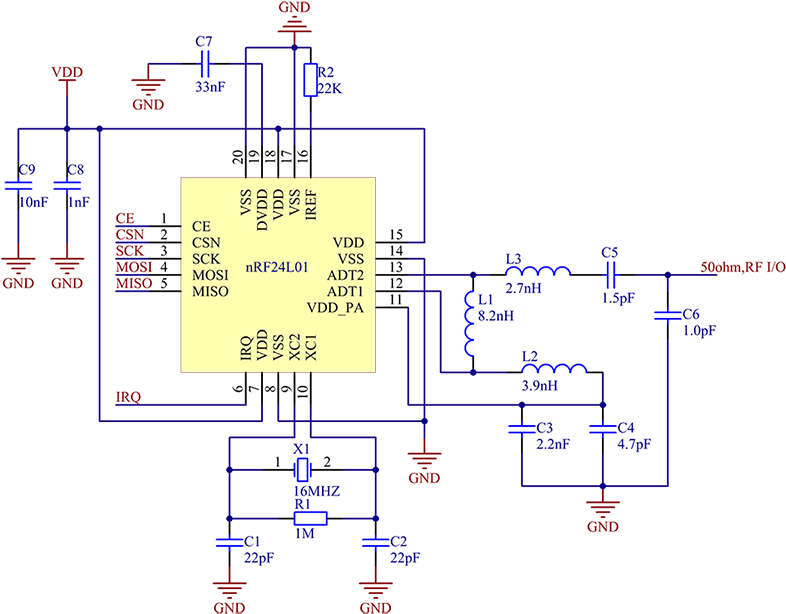 Nrf24l01 Schematic Diagram (800x628), Png Download