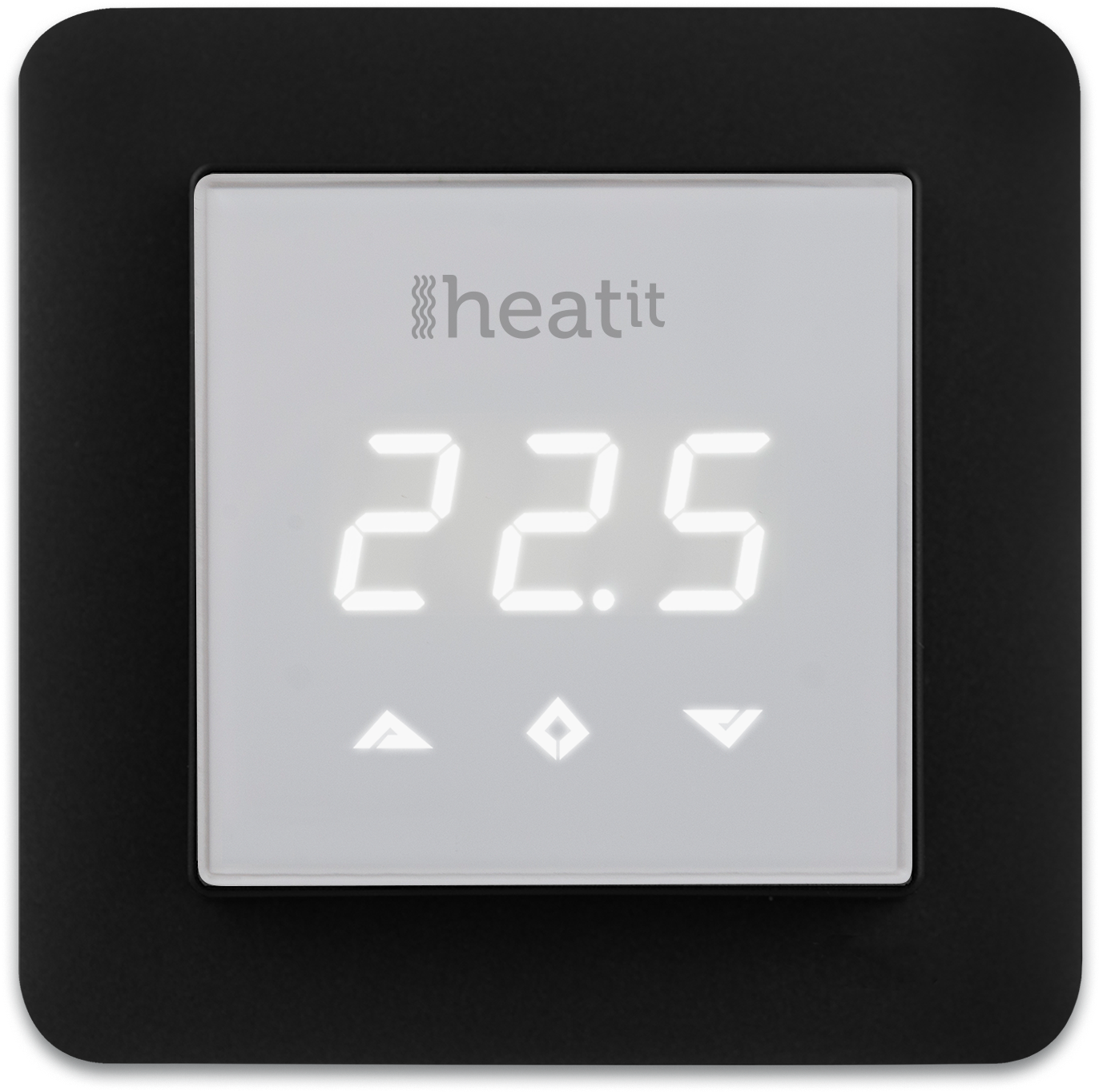 Heatit Z Wave White Front Black Frame (1500x1443), Png Download