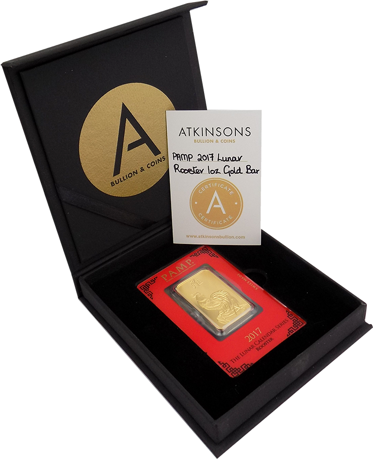 Pamp 2017 Lunar Rooster 1oz Gold Bar With Gift Box (900x900), Png Download