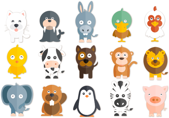 Happy Animals Illustrations Free Vector And Png The (1200x628), Png Download