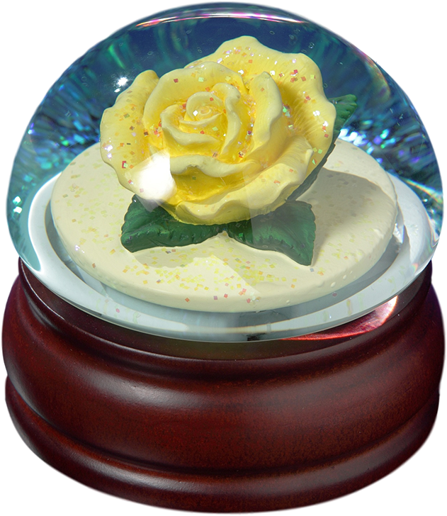 Yellow Rose Mushroom Water Globe (1024x1024), Png Download