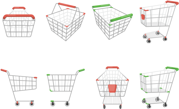 Supermarket Cart Icons Vector (700x490), Png Download