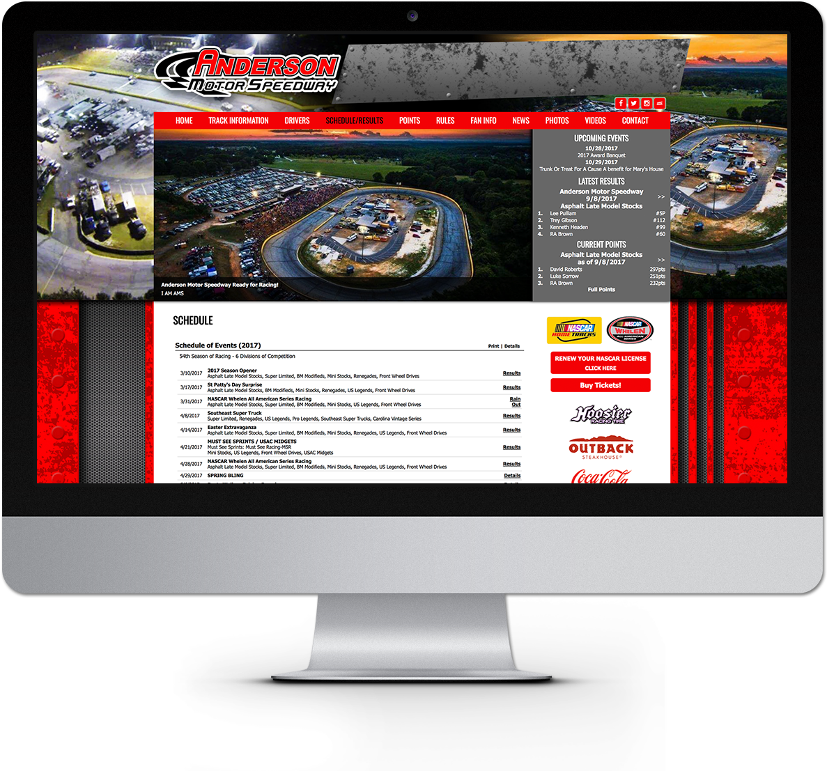 Anderson Motor Speedway Schedule Page (1395x1200), Png Download