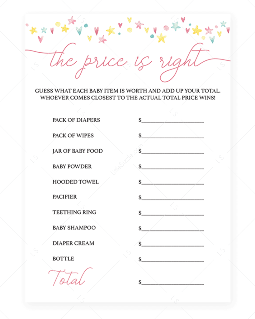 Rainbow Baby Shower Game The Price Is Right By Littlesizzle (819x1024), Png Download