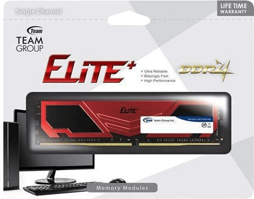 Team Elite Plus Memory 4gb Ddr4-2400 Black Red (1200x1200), Png Download