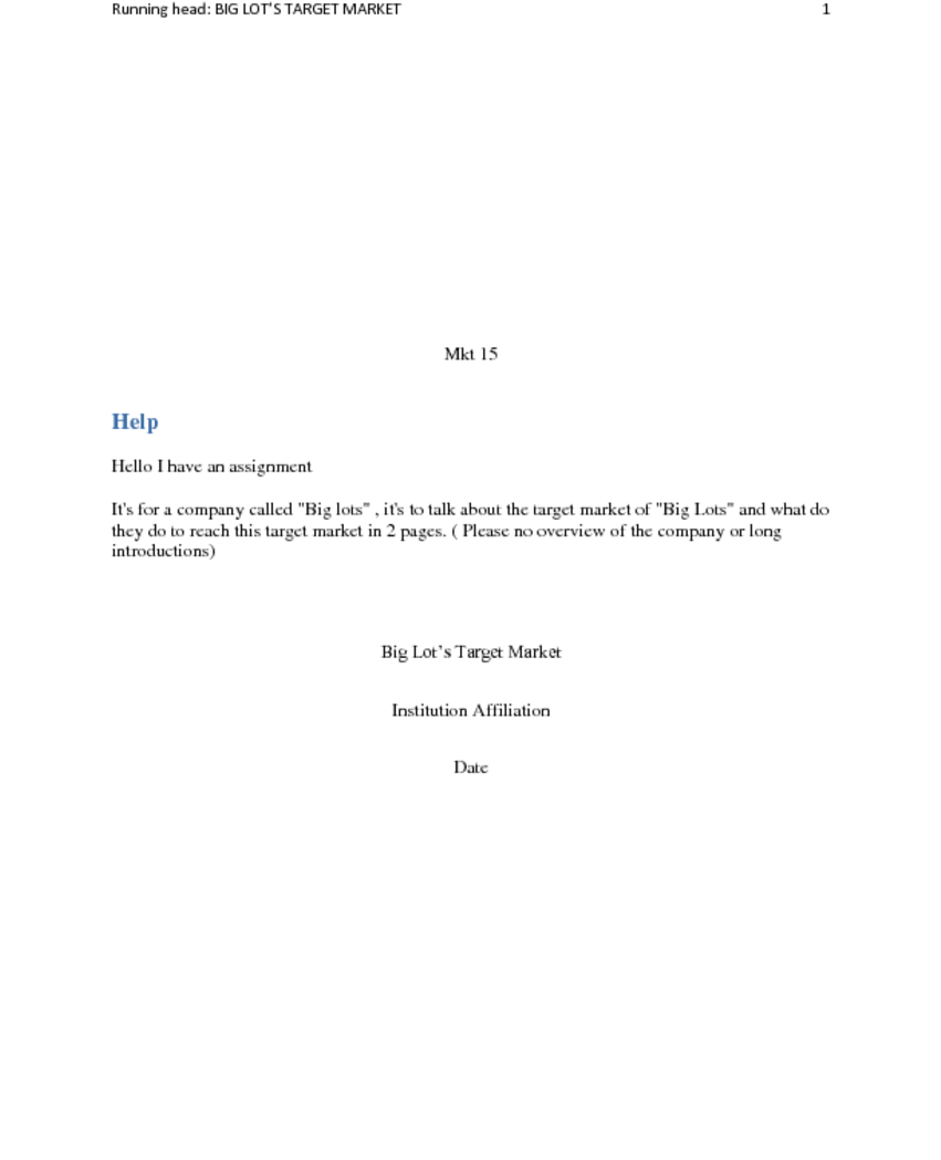 Big Lots Target Market1mkt 15helphello I Have An Assignmentit's (850x1100), Png Download