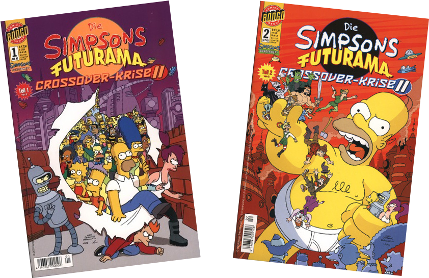 The Simpsons Futurama Crossover Crisis Ii German Logo (1182x566), Png Download