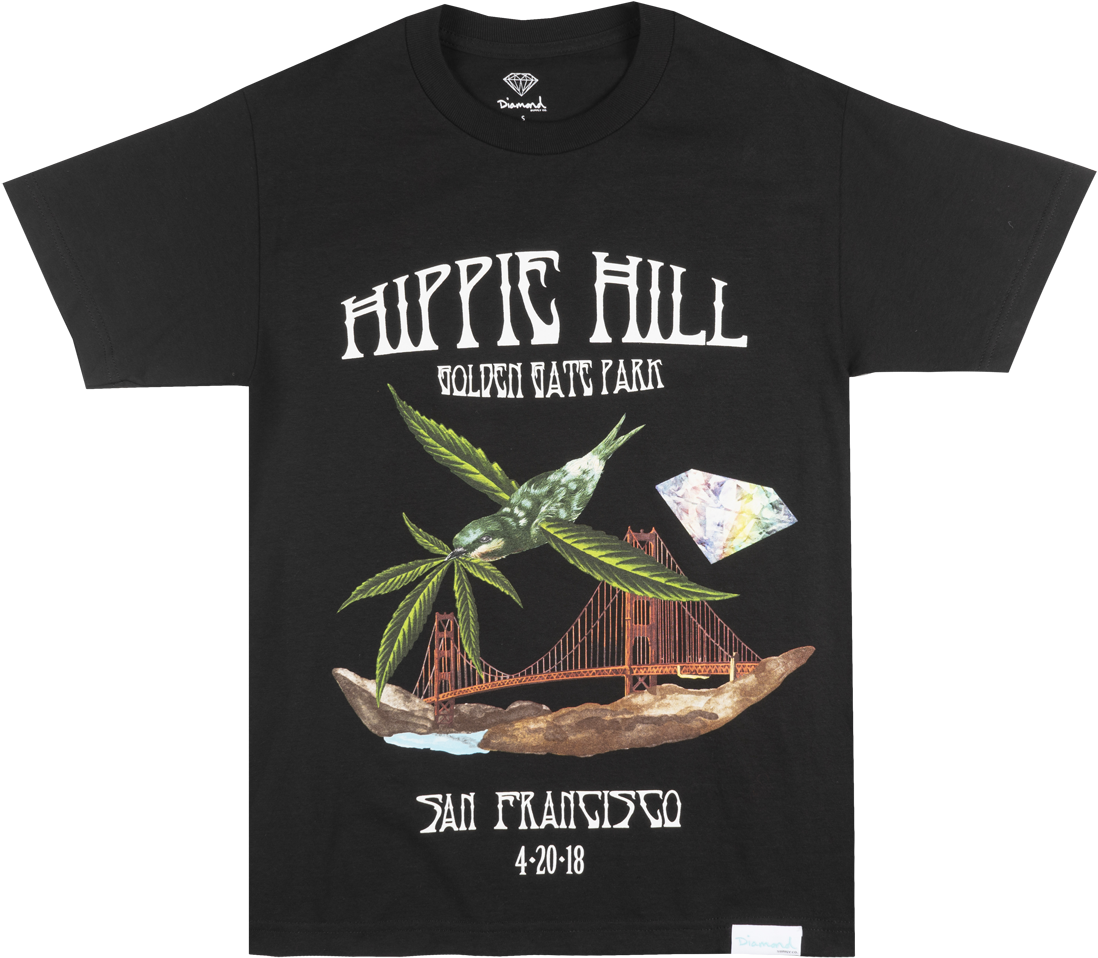 Black Scale Diamond Supply Co Hippie T-shirt Mens Skate (1136x1000), Png Download