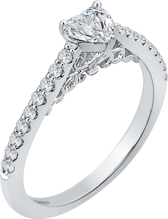 Heart Diamond Engagement Ring (1000x1000), Png Download