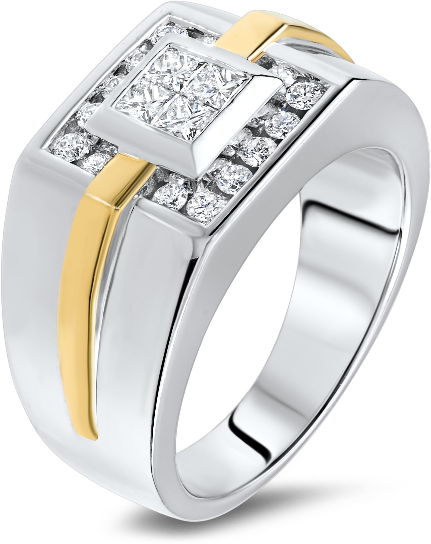 Diamond Ring In 18k White/yellow Gold (2200x2200), Png Download