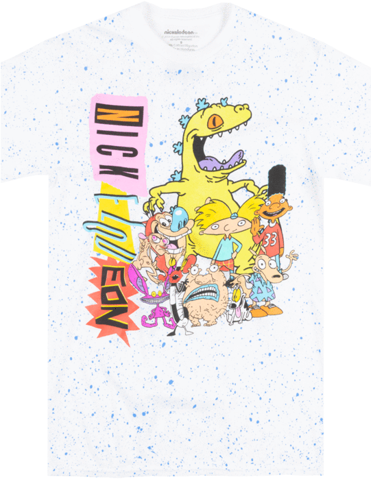 Nickelodeon Cartoon Characters T-shirt White Speckle (540x720), Png Download