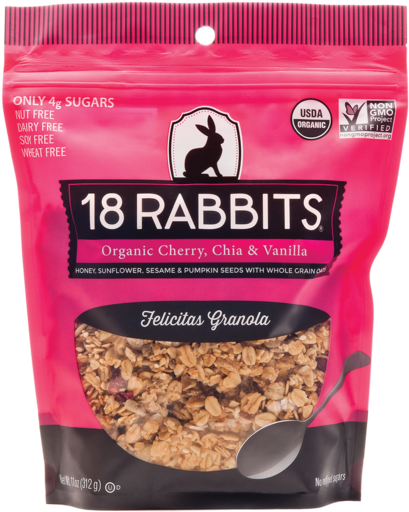 18 Rabbits Organic Cherry, Chia, And Vanilla Granola (600x600), Png Download