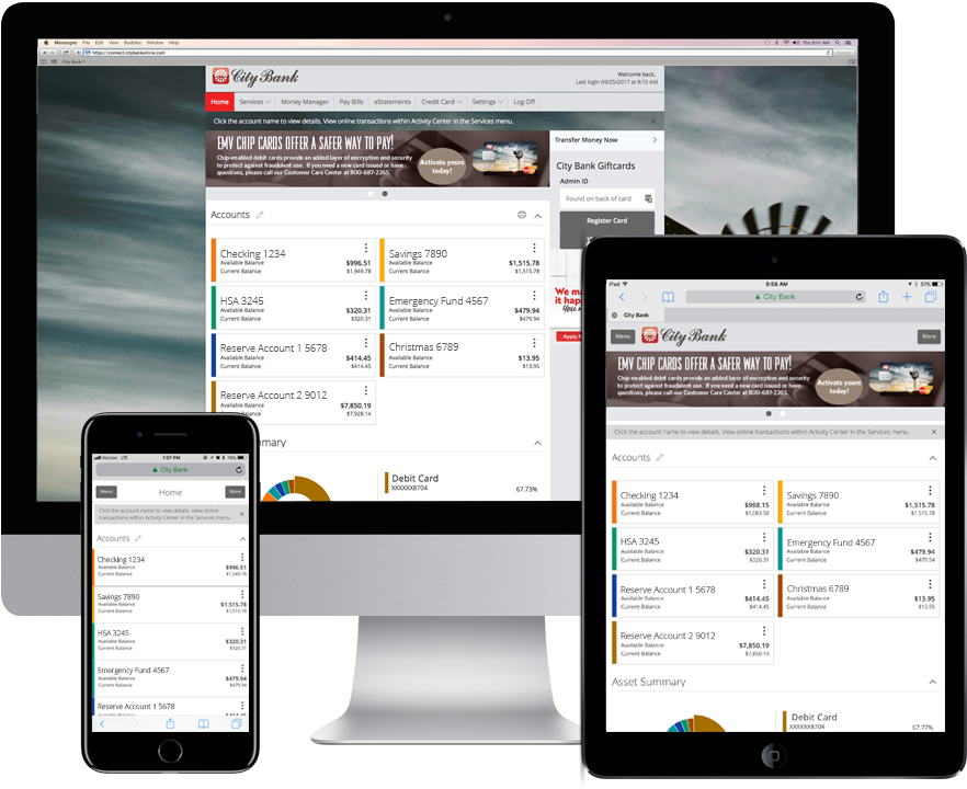 Responsive Online Banking Tablet Iphone (1086x777), Png Download