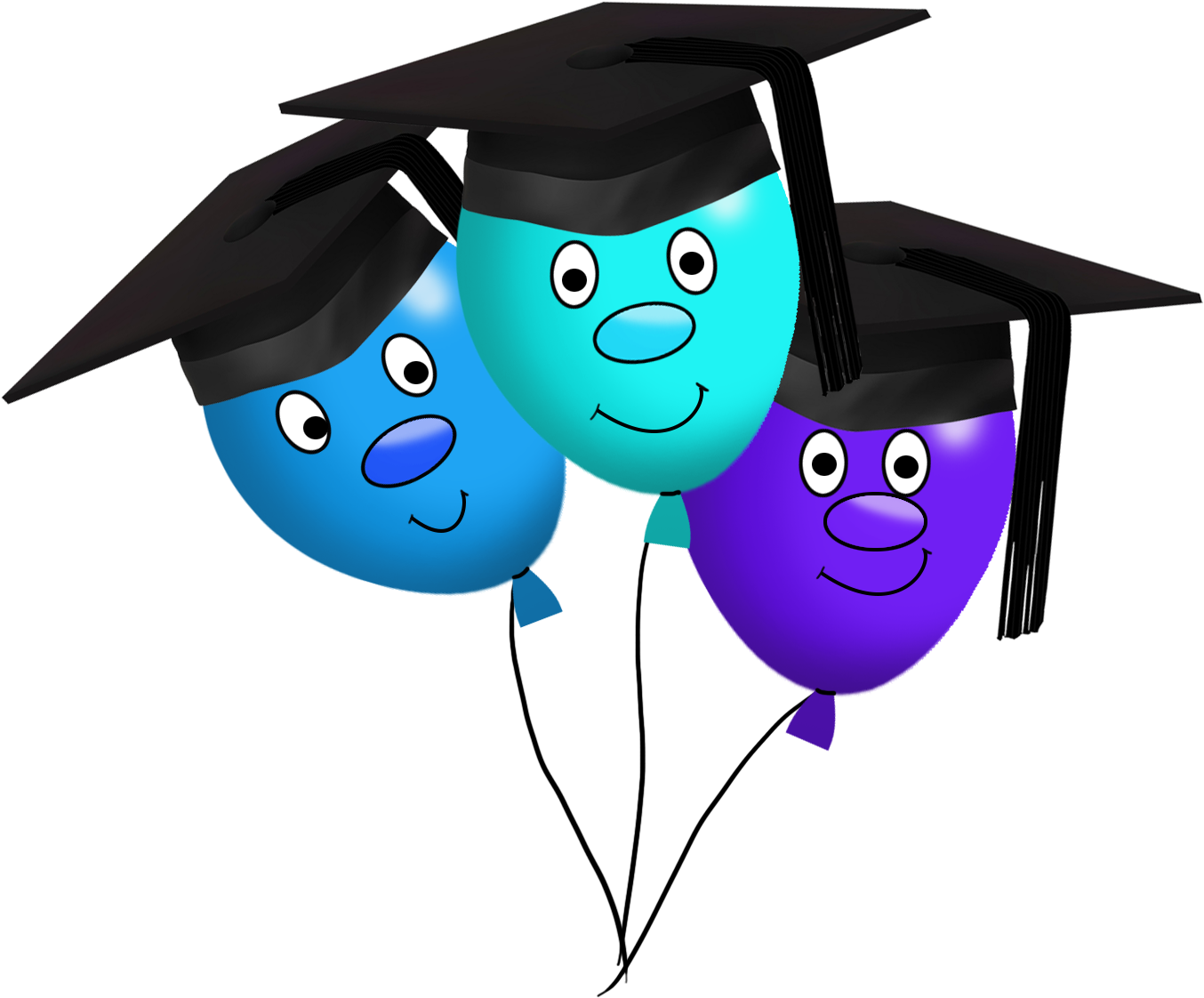 Balloons With Funny Faces And Caps (1417x1339), Png Download