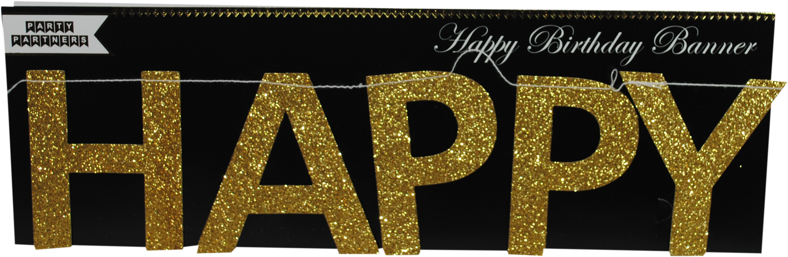 Gold Glitter 8 Ft Happy Birthday Banner (3872x2592), Png Download