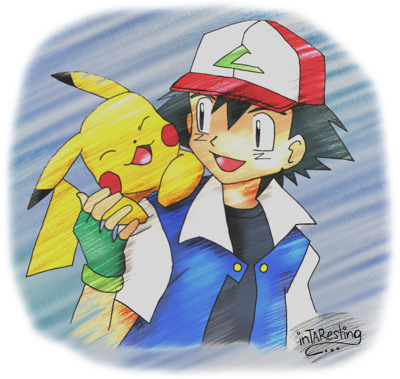 Ash And Pikachu By Intaresting (900x776), Png Download