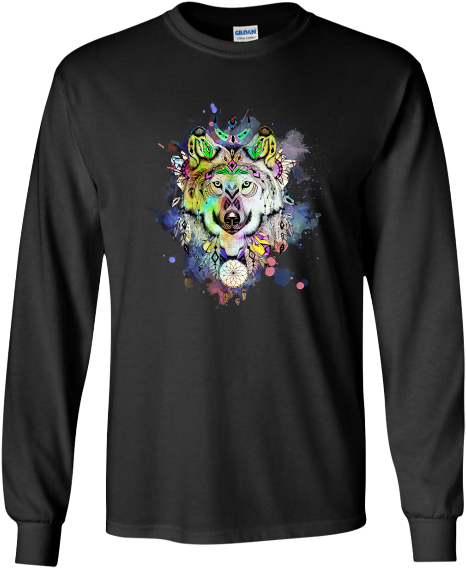 Watercolor Wolf Classic T-shirt - Shirt (1155x1155), Png Download