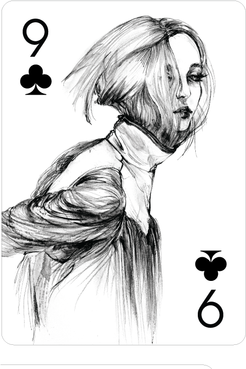 Nine Of Clubs, Fashion Playing Cards By Connie Lim - White Rabbit Card (521x768), Png Download
