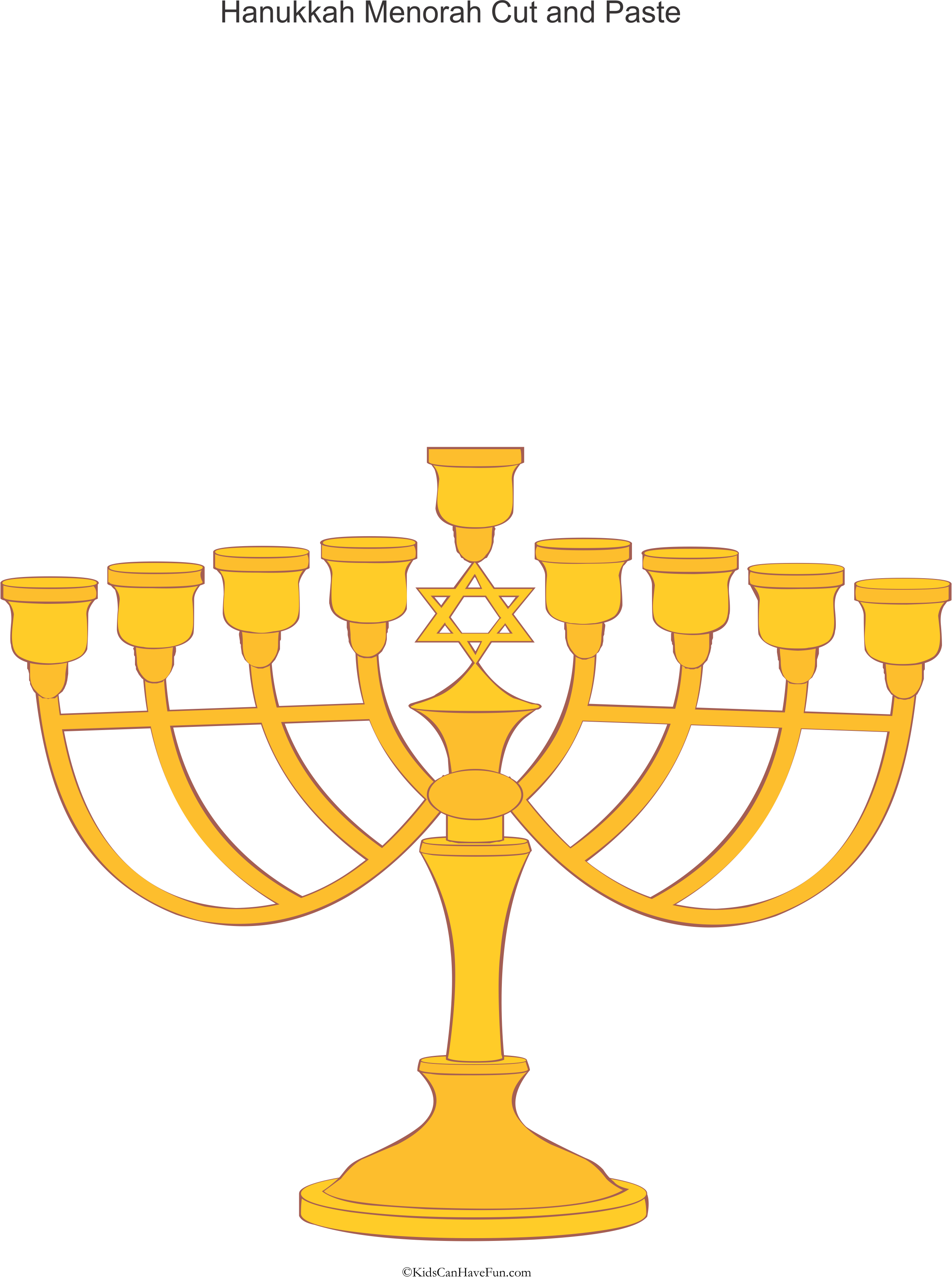 Download Cut And Paste Menorah - My First Hanukkah Picture Ornament