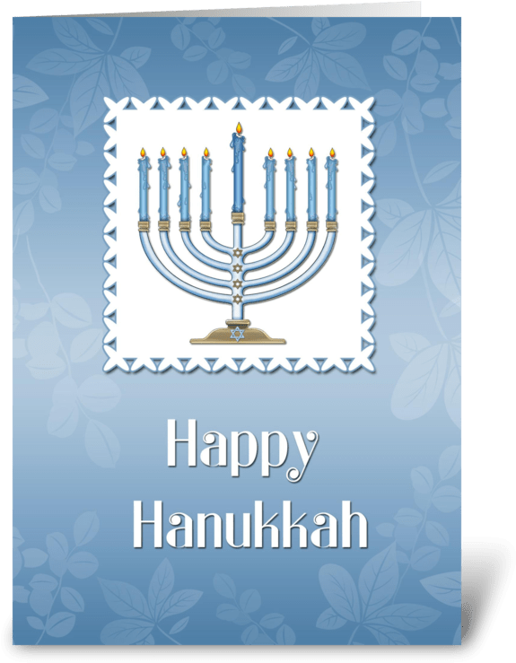 Happy Hanukkah, Blue Menorah Greeting Card - Hanukkah (700x792), Png Download