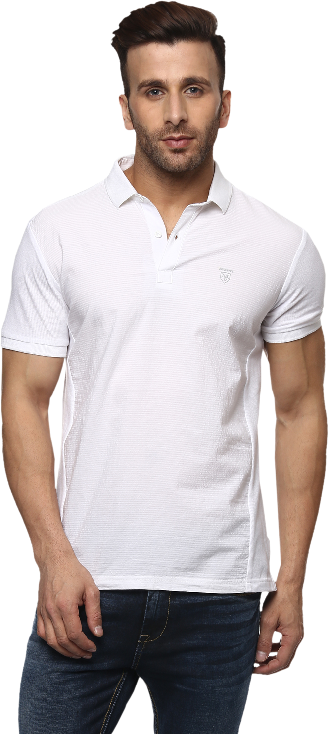 Buy Men's T Shirts Online - Man In White Polo Shirt Png (1500x1500), Png Download