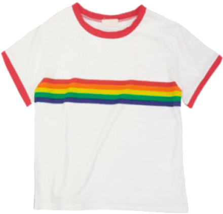 Itgirl Shop Rainbow Print Shortsleeve Tshirt Aesthetic - White Shirt Rainbow Stripe (460x460), Png Download