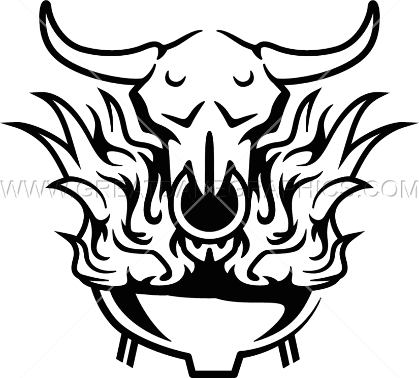 Flaming Skull Bbq Production Ready Artwork For T Shirt - Printed T-shirt (825x746), Png Download